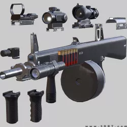3DRT - Modern firearms HD - AA-12 Low-poly  3D model