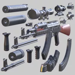 3DRT - Modern firearms HD - AK 47 Low-poly  3D model