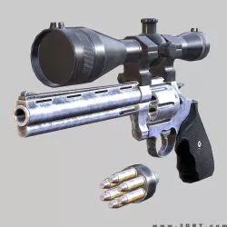 3DRT - Modern firearms HD - Magnum 44 Low-poly  3D model
