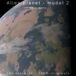 Alien planet model 2 - 16k photorealistic -warm terran Low-poly  3D model