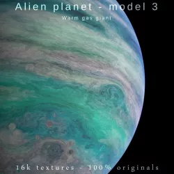 Alien planet model 3 - 16k photorealistic -warm gas giant Low-poly  3D model