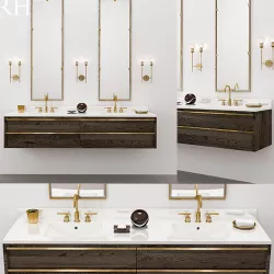 BEZIER DOUBLE EXTRA-WIDE FLOATING VANITY 3D model