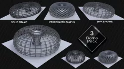 Circular Domes variety pack Low-poly  3D model