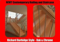 Contemporary Oak and Chrome Staircase Revit and Max 3D model