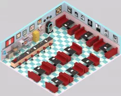 Diner 50s Low-poly  3D model