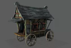Fancy Medieval Caravan Low-poly  3D model