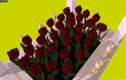 Flowers - Red Tulips in the flowerbed Low-poly  3D model