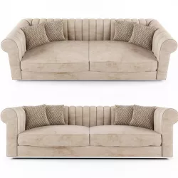 Large Modern Padded Nubuck Leather Italian Sofa 3D model