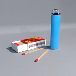 Lighter And Box of Matches 3D model
