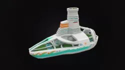 Low poly futuristic cruise ship Low-poly  3D model