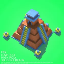 Mayan Pyramid Cartoon Low-poly  3D model