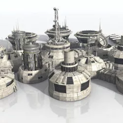 Modular Moon And Mars Base Low-poly  3D model
