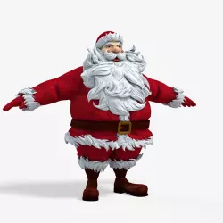 New cool Santa Claus with a big beautiful beard ready for your Low-poly  3D model