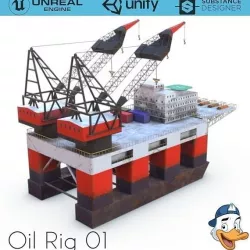 Oil Rig 01 Low-poly  3D model