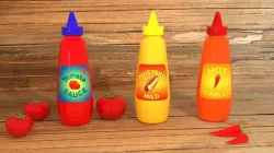 Sauce Bottles with Labels 3D model