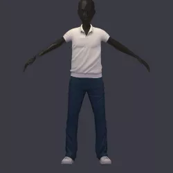 subdivision 3d model avatar casual set polo pants sneakers Low-poly  3D model