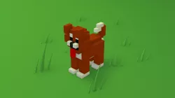 Voxel cartoon dog  game ready Low-poly  3D model