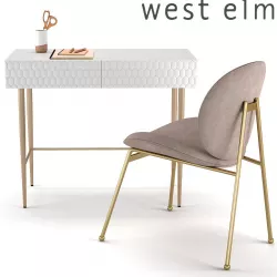 West Elm Audrey Mini Desk and Jane Dining Chair 3D model