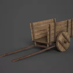 Wooden Cart Low-poly  3D model