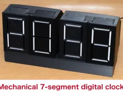 Digital clock with mechanical 7-segment display units
