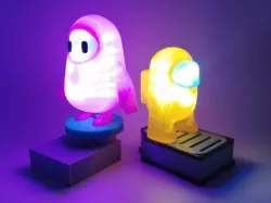 Fall Guys and  Among Us characters night lamps
