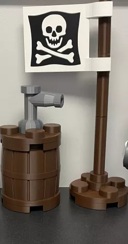 Giant Lego Skull & Crossbones Flag with Pole 10:1 Scale