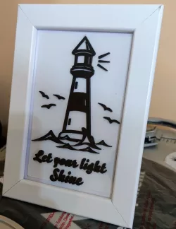 let your light shine two-tone lighthouse logo