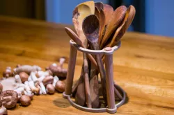 Plastic n Wood Kitchen equipment holder: Spoons, spatulas etc.