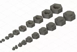 Metric nuts and bolts. M4, M5, M6, M8, M10, M12, M14, M16, M18, M20 ISO Standard