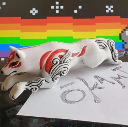 Okami Amaterasu Wolf Pen with MMU Painting