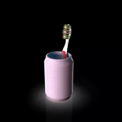 Can-shaped toothbrush holder
