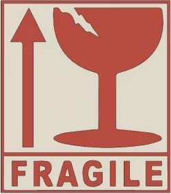Dual-color "Fragile this side up" shipping sign
