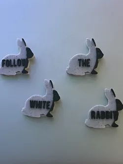 Follow the White Rabbit saucy button caps