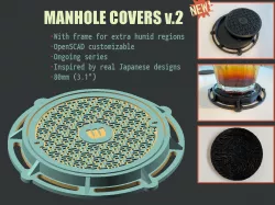 Japanese Manhole Covers v.2 with Frame