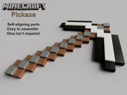 MINECRAFT pickaxe - MultiColor, No glue, Easy Assembly