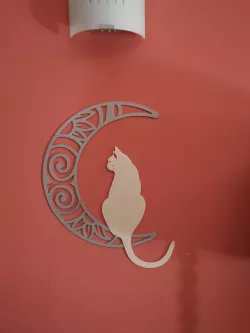 The Cat and the Moon - wall art 2d