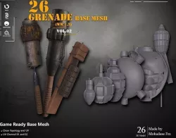 26 Grenade WW12 Base Mesh Low-poly 3D model