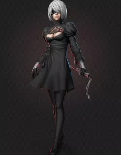 2B NieR  Automata  Low-poly 3D model
