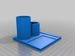 Pen and pencil holder with ruler slot