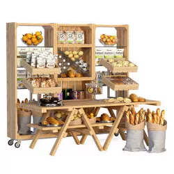 Rack with bread and dessert 3D model