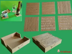 Wooden coasters with text or without text and storage container