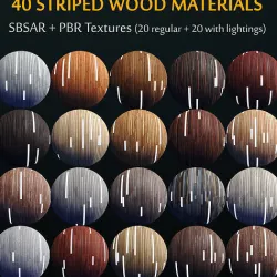 20 Striped Wood Materials 02 - SBSAR - PBR Maps - 4K  Texture