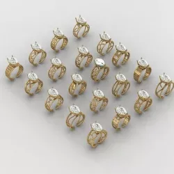 20  tear drop solitaire rings  3D model