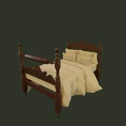 Antique Wooden Bed 3D model
