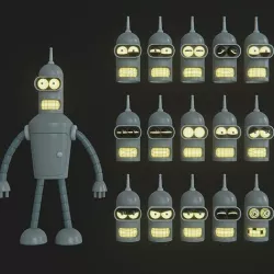 Bender Rodriguez of Futurama with expressions plus STL model Low-poly 3D model