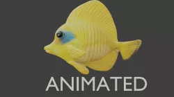 butterfly fish animated Low-poly 3D model