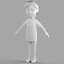 Cartoon Fangirl 3D model