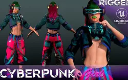 CyberPunk Girl Low-poly 3D model