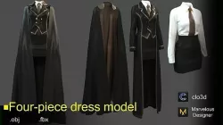 Dress with cape 3D model