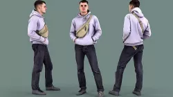 Guy in Lilac Hoodie 3D model